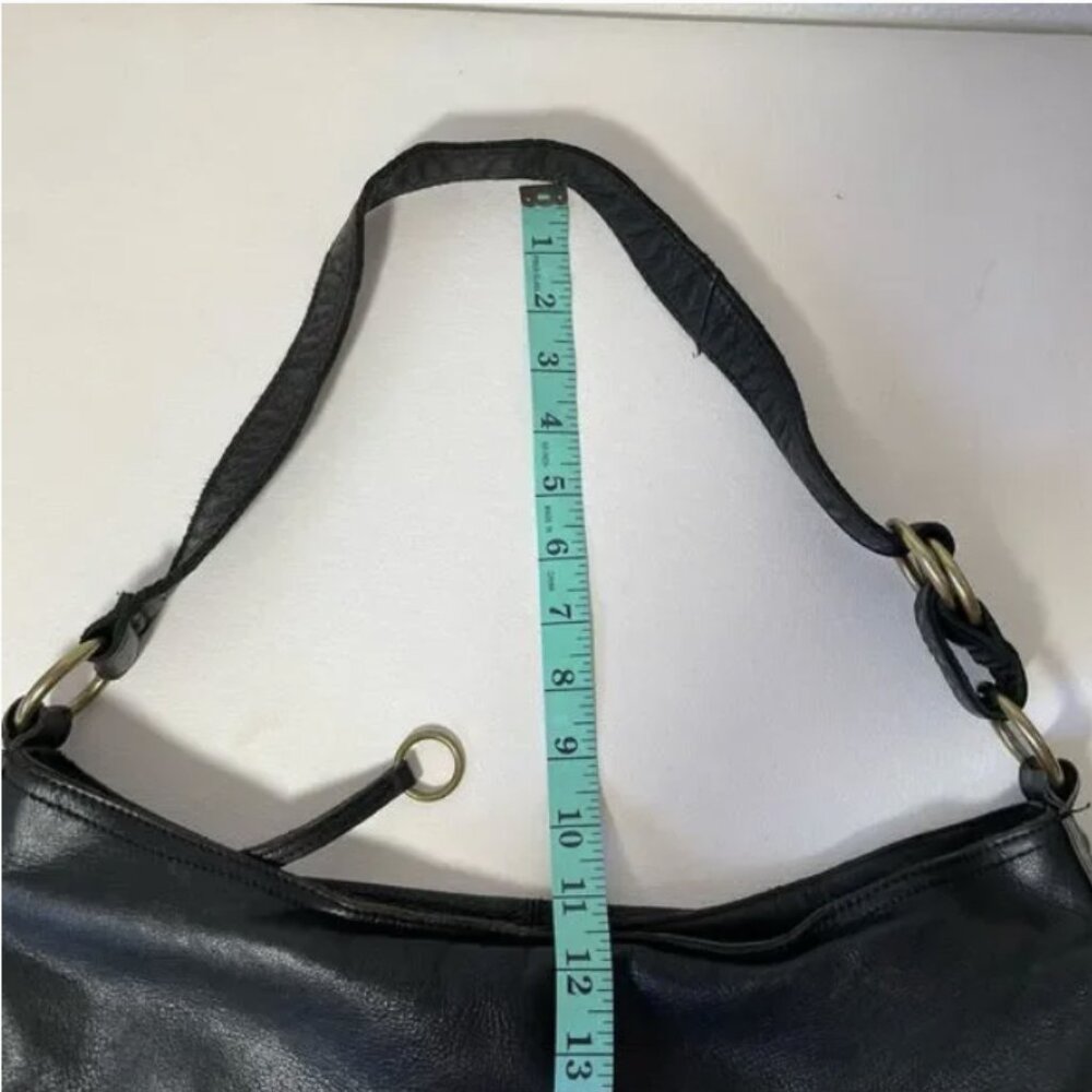 Linea Pelle vintage short-strap leather crossbody bag - black w/gold hardware - Picture 12 of 12